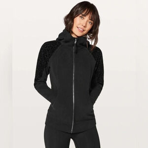 Lululemon Scuba Hoodie Light  Cotton Fleece (Floral Flock) Black
